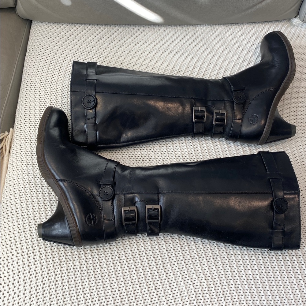 Dr. Martens Black Leather Knee-High Heeled Boots